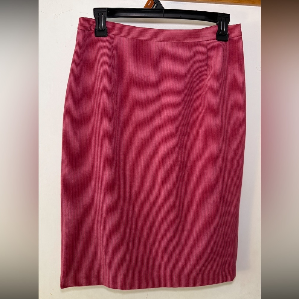 Petite Sophisticate Fuchsia Corduroy Pencil Skirt